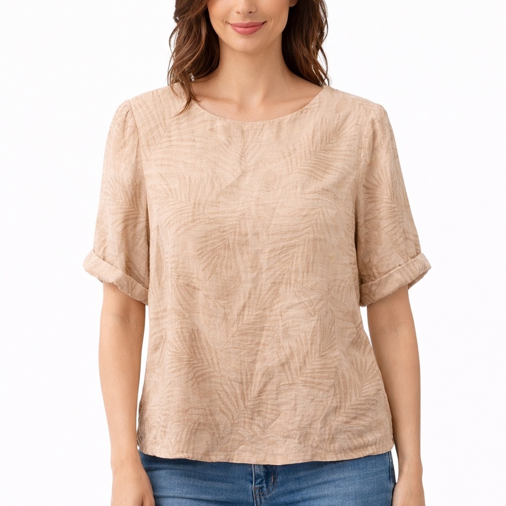 FRNCH Paris Boho Leaf Open Back Blouse MEDIUM